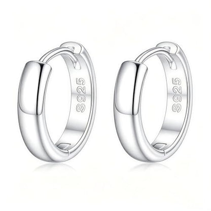 925 Sterling Silver Huggie Hoop Earrings | Silver Huggie Hoop Earrings Hypoallergenic 12/14mm Cartilage Small Hoops for Women Sensitive Ears - color: M