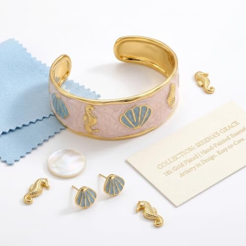 18K Gold Plated White Enamel Cuff Bracelet for Women - color: ocean