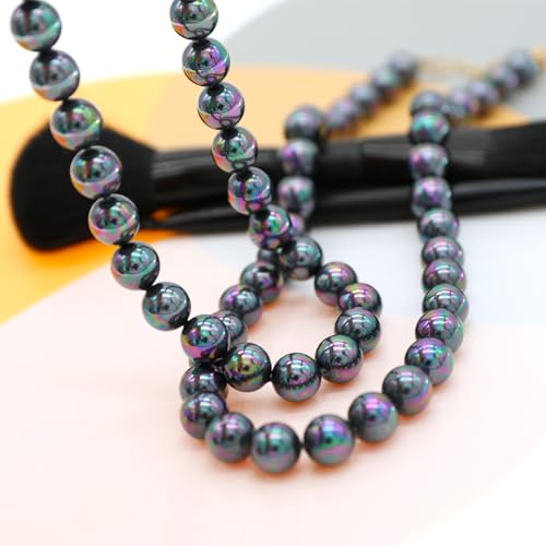 Long Simulated 10mm AAA Pearl Strand Necklace for Women Multicolor Pearl Choker Necklace 1920s Pearl Statement Necklace Costume Jewelry - color: 10mm Shell Pearl Black