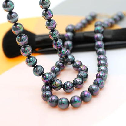 Long Simulated 10mm AAA Pearl Strand Necklace for Women Multicolor Pearl Choker Necklace 1920s Pearl Statement Necklace Costume Jewelry - color: 10mm Shell Pearl Black