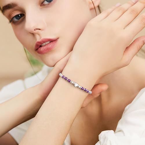 Best Friend Bracelet Gifts for Women Sister Bestie, Christmas Gift for Teens Mom Daughter Granddaughter Birthday Gift for Her Stocking Stuffers - color: Amethyst-Grandma
