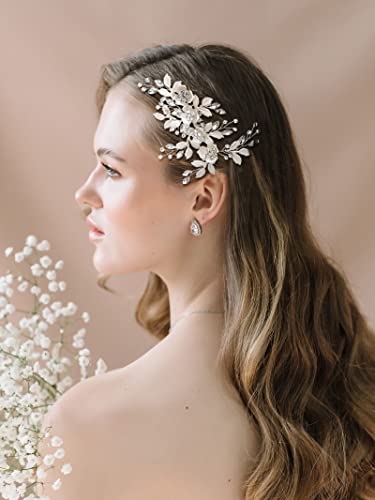 SWEETV Comb, Handmade Wedding Hair Accessory with Rhinestones, Silver, for Brides and Bridesmaids, Bridal Hair Pieces, Wedding Headpiece | Handmade Wedding Hair Clip Accessory Rhinestones Silver Bride Headpiece, Wedding Hair Pieces for Bridesmaids Bridal