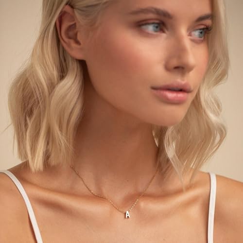 Initial Necklace for Women Girls Kids - Dainty Initial Necklace Tiny A-Z Pendant Necklace Cute Letter Necklace - color: J