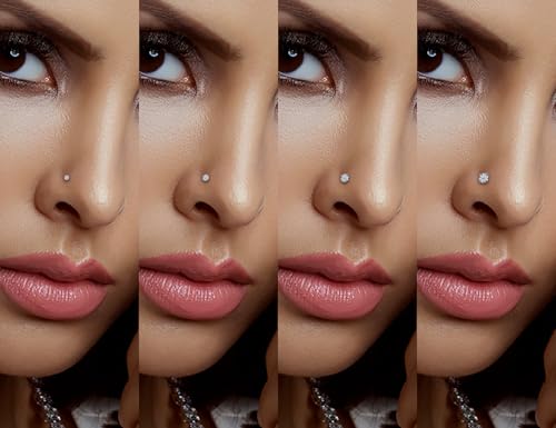 18G 20G 22G Nose Rings Studs with Cubic Zirconia 316L Surgical Steel Straight Screw L Shaped Nose Studs Piercing Jewelry for Women Men Girl CZ 1.5mm 2mm 2.5mm 3mm 20Pcs - color: A:20G Straight- Silver 3mm