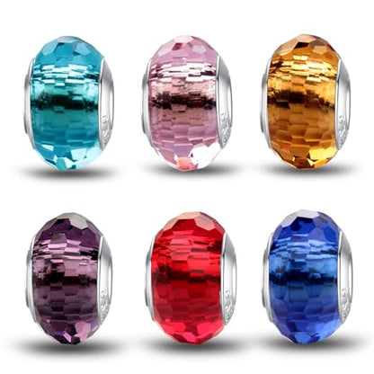 MICOO 925 Sterling Silver Charms for Bracelets,Fashion DIY Dangle Pendants Beads Simulated Birthstone Charms,Birthday Gifts for Women - color: 6 styles charms3
