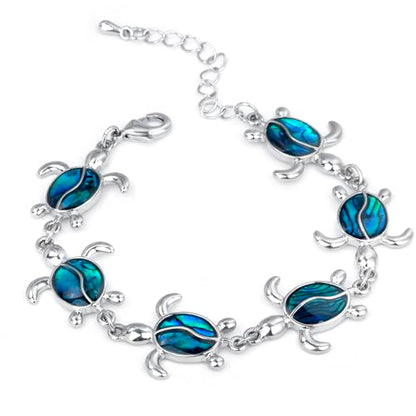 Beach Anklet Bracelet for Women Silver Plated Adjustable Abalone Shell Sea Turtle Dolphin Starfish Sand Dollar Ocean Ankle Bracelet for Women Summer Beach Jewelry - color: Sea Turtle