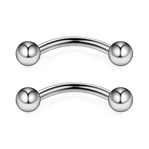 12PCS 12G Surgical Steel PA Eyebrow Ear Navel Belly Lip Ring Body Piercing Jewelry - style: 14mm w Balls