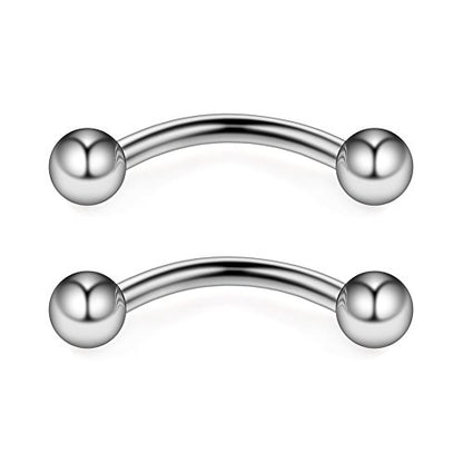 12PCS 12G Surgical Steel PA Eyebrow Ear Navel Belly Lip Ring Body Piercing Jewelry - style: 14mm w Balls