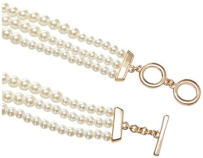 Anne Klein Women's Pearl Collar Necklace, Statement Fashion Jewelry with Pearl Accents and Adjustable Extender for Everyday and Dress Wear - color: Multirow Pearl