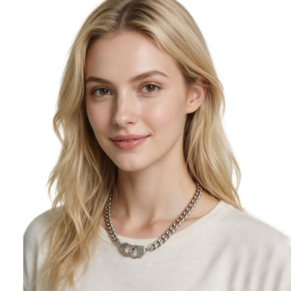 Succuba Stainless Steel Handcuff Choker Necklace Chain Pendant Choker Collar Necklace for Women and Men from 16 to 24 Inches with Box - color: G, size: 24 Inches