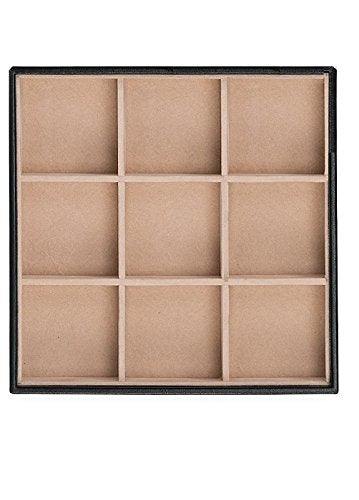 Glenor Co Jewelry Organizer Tray - Set of 2 - Stackable 18 Slots Jewelry Storage Trays - Display on Dresser or Drawer - Compatible with Other Trays - Black - size: Square - 9 Slot x 2