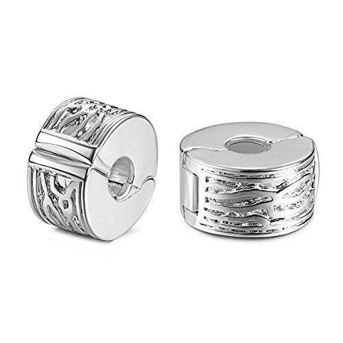 JewelrieShop Clip Spacer Charm for Bracelet Clip Lock Stopper Bead Spacer European Openable Beads 2pcs - color: #03S x 2 Pieces