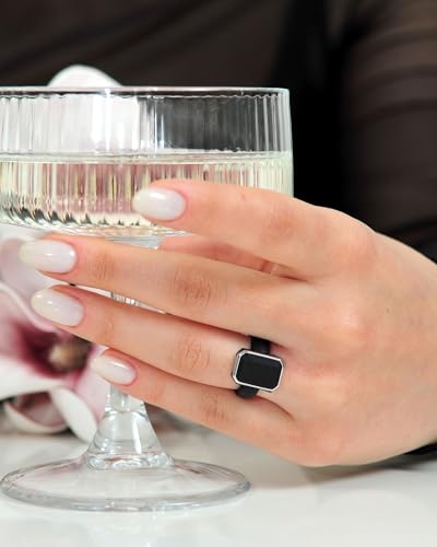 Rinfit Emerald Silicone Ring with Stainless Steel Frame - color: Pack N - White and Black / Metal Silver
