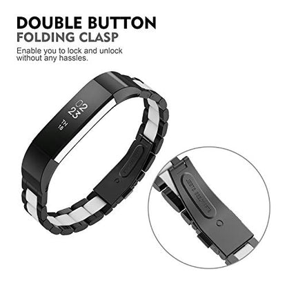 Compatible with Alta Bands Metal, Special Edition Replacement for Alta HR Stainless Steel Bands Adjustable Accessory Wristband Small Large for Alta Bracelet Women Men - color: C1-Black-White
