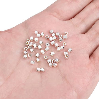 Silver Plated Faceted Spacer Beads 2.5x2.5mm 50pcs for Jewelry Making Findings Non Tarnish - color: Silver, size: 2.5x2.5mm Faceted