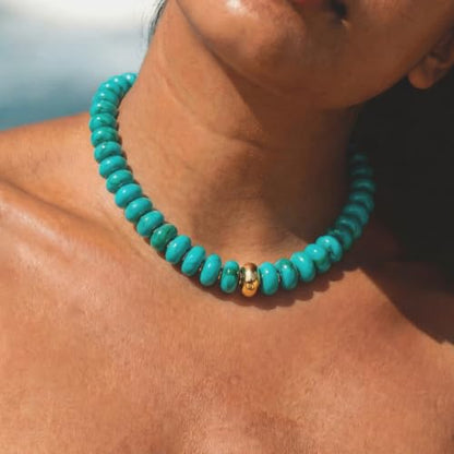 Chunky Beaded Necklace for Women Trendy Multicolor Resin Beads Choker Necklaces Boho Summer Statement Necklace Chunky Heart Jewelry - color: Chunky bead necklace-blue