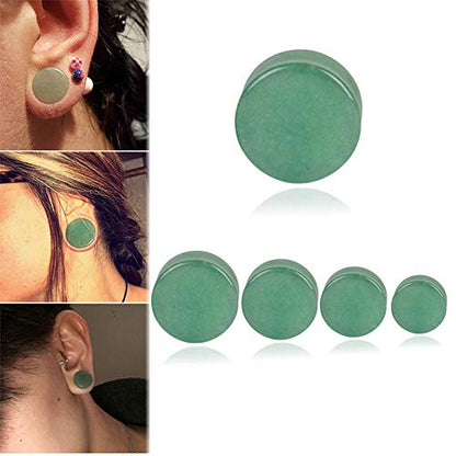 HQLA Green Jade Natural Stone Double Flared Flesh Plugs Tunnels Ear Gauges Stretcher Expander Kit 1 Pair - style: 4g(5mm)
