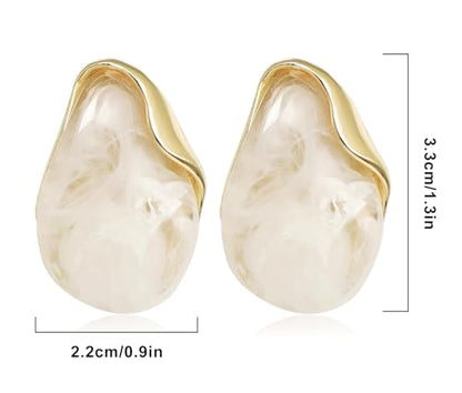 Acrylic Earrings for Women Irregular Resin Drop Earrings Metal Waterdrop Earring - color: White