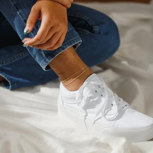Ankle Bracelets for Women 14K Gold Sterling Silver Plated Anklets for Women Waterproof Dainty Anklets with Cubic Zirconia,Clover, Forever Love Knot, Chains Trendy Everyday Anklet Beach Summer Jewelry Gift - color: Layered O Chain-Gold