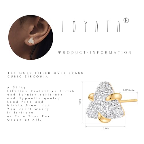 LOYATA Spike Earrings Gold Huggie Hoop Diamond Cubic Zirconia 14K Gold Plated Dainty Small Simple Hypoallergenic Geometric Jewelry Gift for Women - color: Diamond Triangle