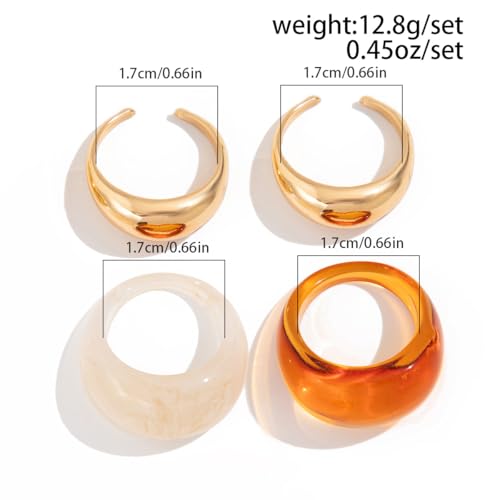 Chunky Gold Rings Set for Women Stacking Finger Knuckle Rings Silver Statement Ring Set Punk Jewelry - style: 144-4pcs