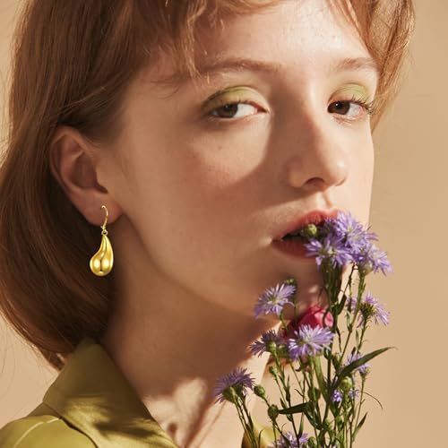 Leverback Earrings Dangle Earrings for Women Dangly Earrings Anniversary Birthday Gifts for Women - style: Post Teardrop-Gold