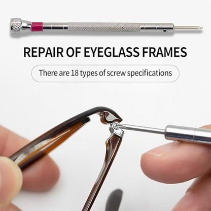 500-Piece Silver Micro Screw Repair Kit 18-Size Stainless Steel Tiny Screws with Screwdriver for Glasses, Watches, Jewelry & Electronics