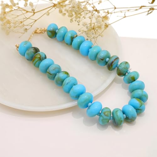 We We Chunky Colorful Beaded Necklace for Women Large Boho Statement Bead Chokers Necklaces Turquoise Blue Big Beads Jewelry Neck Summer Beach - color: turquoise blue