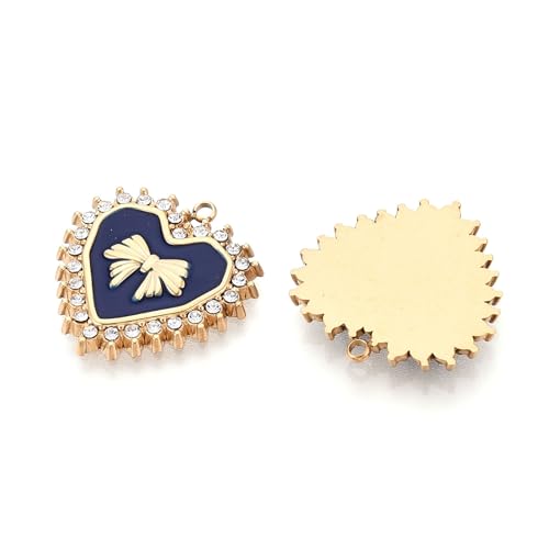 Elecrelive Crystal Heart Charms Rhinestone Heart Pendants Valentine Charms for Necklace Bracelet Earring Wedding Jewelry - color: Midnight Blue