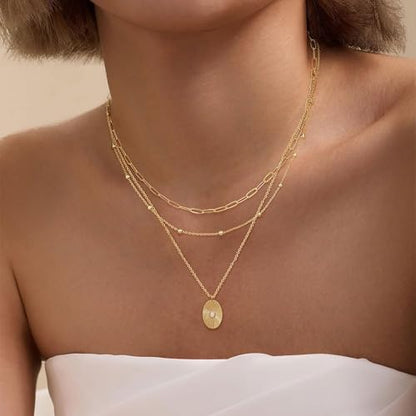 XIXINI Layered Necklaces for Women, Dainty Gold Necklace Stack 14k Gold Plated Layering Pendant Necklace Set Simple Statement Gold Necklaces for Women Trendy Fashion Waterproof Gold Jewelry - color: Gold-Set 6