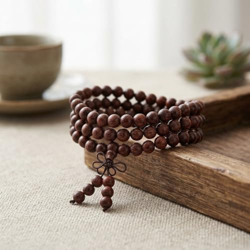 Multi-layer Dark Red Wooden Bead Wrap Bracelet Bohemian Style Unisex Elastic Jewelry Strand