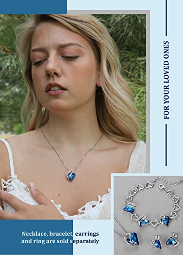Leafael Infinity Love Women's Adjustable Crystal Heart Ring with Birthstone Crystals Healing Stones, Jewelry Gifts for Women, Birthdays Valentine's Day, Silver-Tone, Open End, Size 6.5-8 - color: 10b-September-Health-Rainbow Sapphire Blue