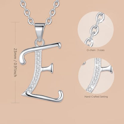 VIKI LYNN Dainty Initial Letter Pendant Necklace for Women | Cubic Zirconia Initial Jewelry, Personalized Letter Necklace, Dainty Women Jewelry, Birthday Gift Idea for Her, Mom and Wife - color: Silver, style: Silver-E