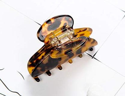 Handmade Celluloid Acetate French Design Barrettes Tortoise Shell Claws Hair Claw Luxury Fashion Accessories Hair Clip for Women (Dark) - color: Dark