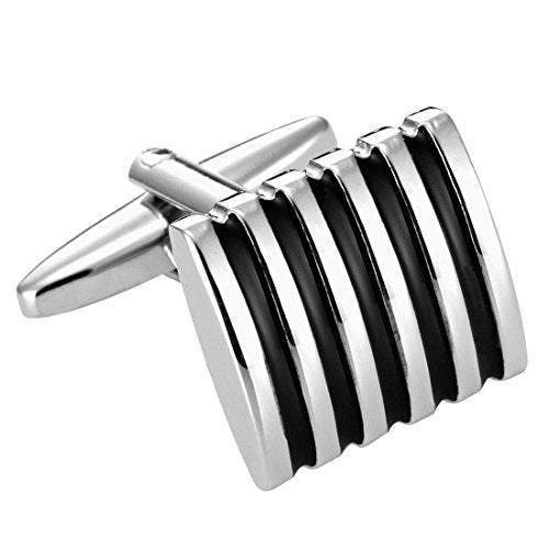 Urban Jewelry Mens Stainless Steel Nautical Knot Cufflinks Formal Wear | Nautical Cufflinks Stainless Steel Rust Resistant Finish Formal Wear Essential Business Style Essential Design - color: Black Enamel Striped