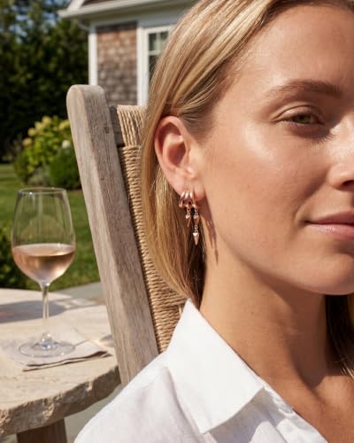 Gold Earrings for Women Trendy 14K Gold Plated Dangle Earrings Small Hoop Huggie Drop Stud Earrings Cubic Zirconia Simple Minimalist Dainty Chain Tassel Hypoallergenic Earrings - color: Simple & Rose Gold