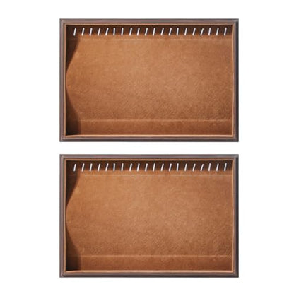 Wood Jewelry Organizer Tray, Necklace Display (Brown, 2Pc, 20-Hook) | Stackable Jewelry Display, Necklace Holder, Tangle-Free Necklace Stand, Pendant Organizer - size: 20 Hooks Necklace+20 Hooks Necklace