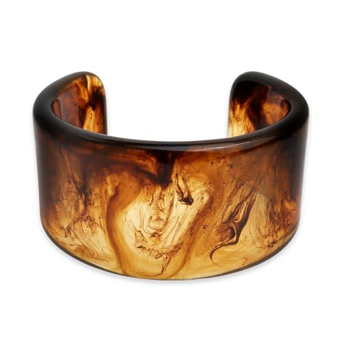 Chunky Resin Wide Bangle Bracelets for Women, Trendy Statement Minimalist Acrylic Bracelet Prom Holiday Jewelry Gift - color: Cuff Brown