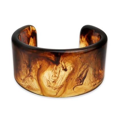 Chunky Resin Wide Bangle Bracelets for Women, Trendy Statement Minimalist Acrylic Bracelet Prom Holiday Jewelry Gift - color: Cuff Brown