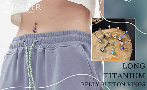 OUFER Titanium Belly Button Rings, Internally Threaded Belly Ring, Round CZ Navel Rings for Women Men - color: Purple, size: 1.6*14MM