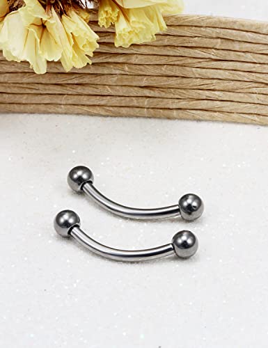 14G 16G Eyebrow Piercing Jewelry G23 Titanium Curved Barbell Eyebrow Ring Vertical Labret Lip Jewelry Rook Daith Earrings Piercing Jewelry for Women Men 6mm 8mm 10mm 12mm 14mm 16mm - color: 16G-10mm