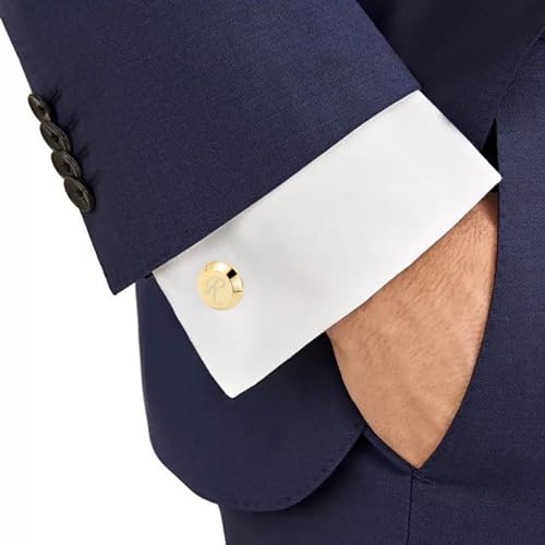 GWD Cufflinks for Men Stainless Steel Initial Cuff Links Alphabet Letter A-Z Groom Father Gift - style: R