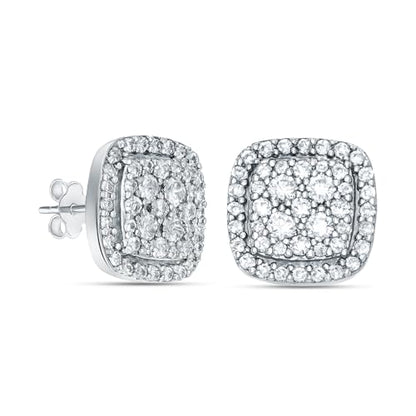 LeCalla 925 Sterling Silver Cubic Zirconia Stud Earrings for Women | Classic CZ Silver Earrings Jewelry | Birthday Anniversary Valentine’s Day Gift for Her, Wife, Mom - color: Cushion Shaped Cubic Zirconia