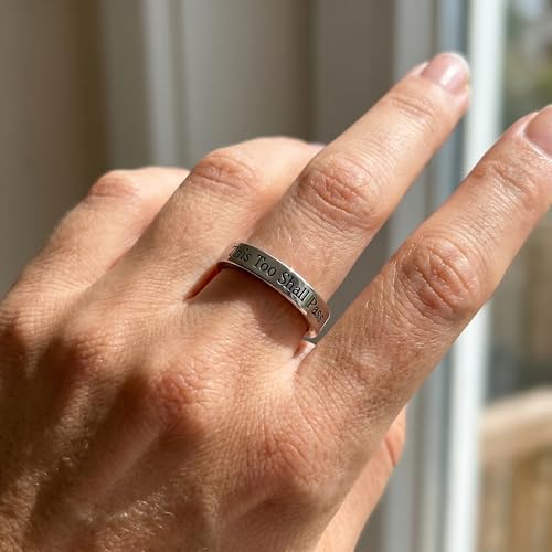 This Too Shall Pass But Fucking Hell Inspirational Mantra Ring For Women, Best Friends Engraving Stackable Self Worth Hidden Message Encouragement Friendship Gift Jewelry - color: Shall Pass But Hell Silver 8