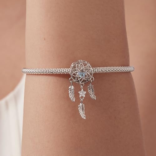 Animal Charms for Bracelets 925 Sterling Silver Bead Charms Bee Butterfly Fox Charm Fits Bracelets and Necklaces Cute Charms for Women - color: Starlight Dreamcatcher