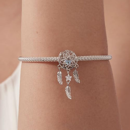 Animal Charms for Bracelets 925 Sterling Silver Bead Charms Bee Butterfly Fox Charm Fits Bracelets and Necklaces Cute Charms for Women - color: Starlight Dreamcatcher
