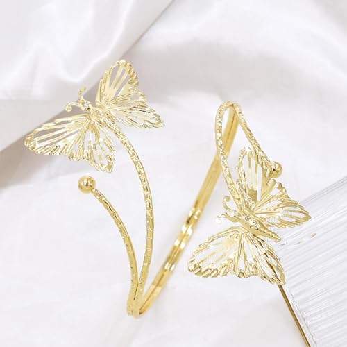 Harry and Henry Arm Cuff Gold Upper Arm Jewelry for Women Adjustable Open Cuff Bangle Bracelets Armband Jewelry Summer Outfits for Women 2026 - color: E4:Arm Cuff Butterfly