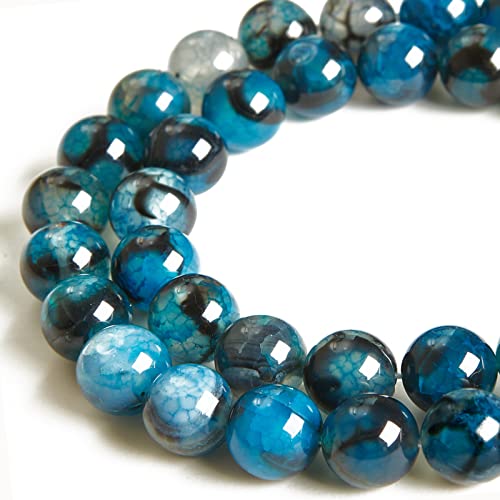 100pcs 6mm Blue Dragon Vein Agate Beads Natural Gemstone Beads Round Loose Beads for Crafting and Jewelry Making - color: Blue Dragon Vein Agate, size: 6mm