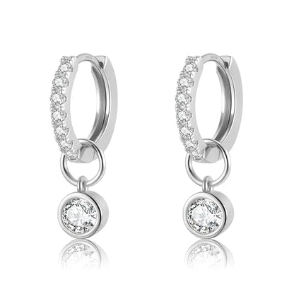 DAILY VIBES Cute Butterfly Star Cross Heart CZ Dangle Earrings for Women | 925 Sterling Silver Post, 14K Gold or Silver Plated, Mini Cubic Zirconia Dainty Drop, Cartilage Small Huggie Hoop Earrings - color: Silver Single Stone