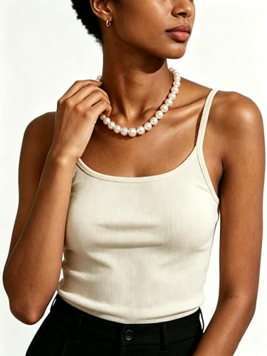 Pearl Necklaces for Women 60'' 70" Long Pearl Necklace 15.75'' Pearl Choker Necklace Chunky Bead Layered Faux Pearl Dangle Wedding Bridal 1920s Gatsby Christmas Costume Jewelry Gifts - color: White-15.75in-10MM